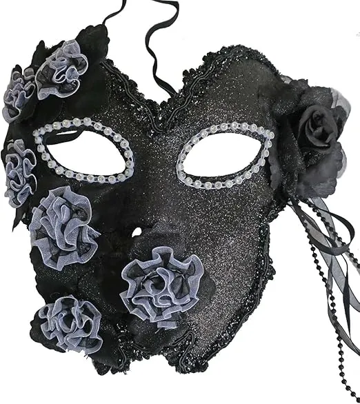 Flower Venetian Masquerade Full Face Lace Women Eye Mask for Costume Mardi Gras