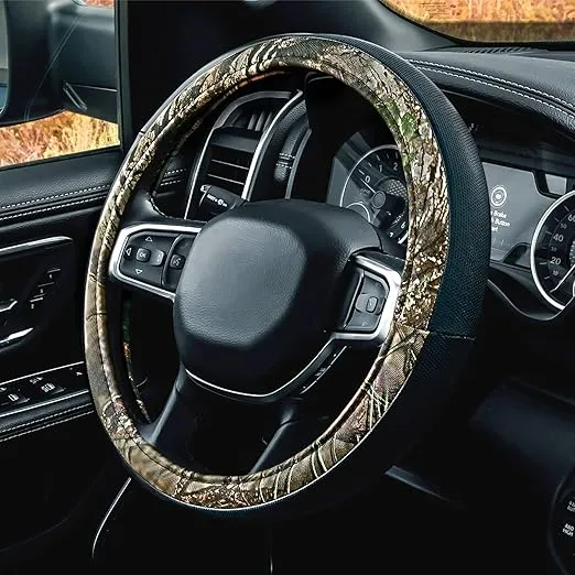Mossy Oak Steering Wheel Cover by LPI Truck; Heavy Duty 600D Oxford Material with Mossy Oak Break-up Country Camoflauge Design; Fits All Large Trucks and SUVs with Steering Wheel Size 15.5" to 16"