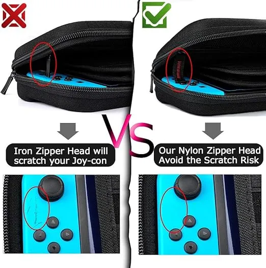 Daydayup Switch Case and Tempered Glass Screen Protector Compatible with Nintendo Switch - Deluxe Hard Shell Travel Carrying Case, Pouch Case for Nintendo Switch Console & Accessories, Streak Red
