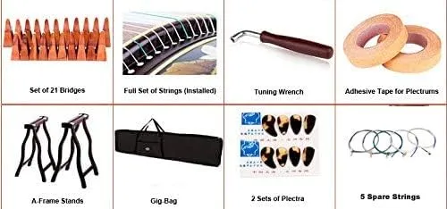 Paulownia Travel Guzheng - Rosewood - Travel Sized Guzheng - INCLUDES COMPREHENSIVE TUTORIAL BOOK AND ETUDES