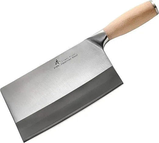 ZHEN Japanese VG-10 3-Layer Forged Chinese Cleaver, 8 inches, Silver