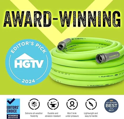 Flexzilla HFZG550YW Garden Lead-In Hose 5/8 In. x 50 ft, Heavy Duty, Lightweight, Drinking Water Safe