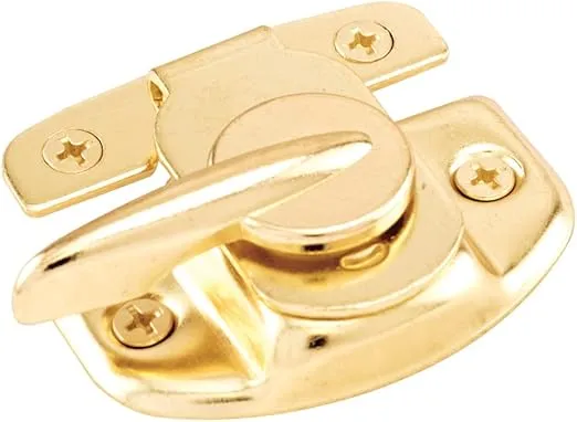 Prime-Line U 9924 Sash Lock, 1-3/4 and 1-1/2 In. Hole Centers, Fits Single/Double Hung Wood Windows, Steel w/Diecast Lever, Bright Brass-Plated (Single Pack)