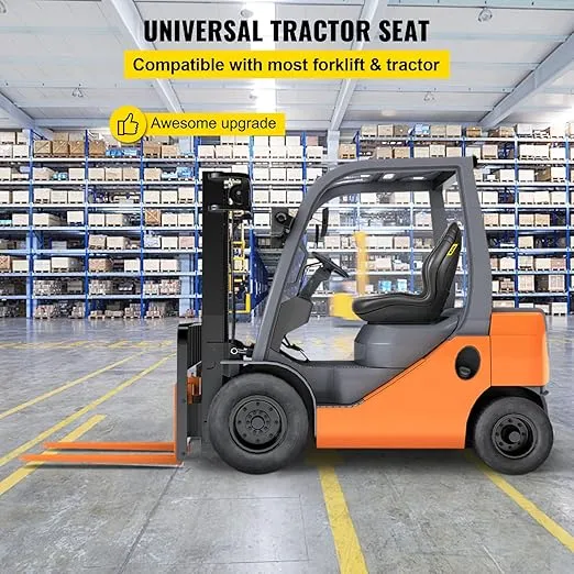 VEVOR Universal Tractor Seat Replacement 2 Pcs Compact High Back Mower Seat, Black Vinyl Forklift Seat, Central Drain Hole Skid Steer Seat with Mounting Bolt Patterns of 8" x 11.5" & 11.25" x 11.5"