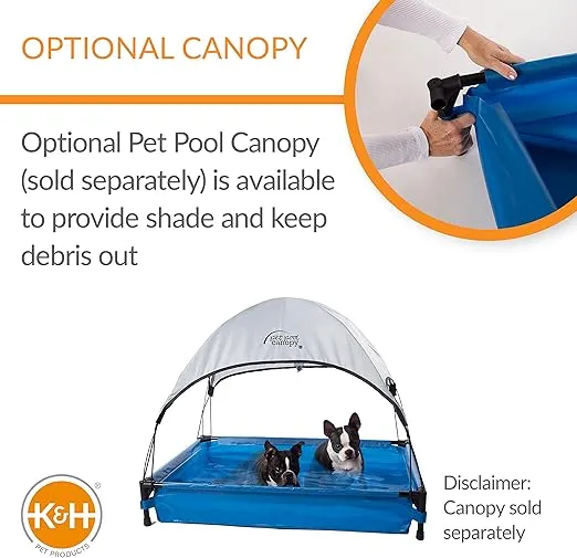 K&H Pet Products Portable Dog Pool & Pet Bath for Dogs and Puppies, Swimming Pool for Large Dogs Heavy Duty, Plastic Wading Pet Pool with Drain, Large 30 X 42 X 7 Inches