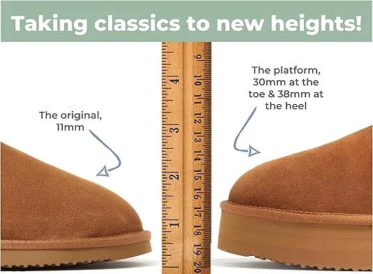 Fireside by Dearfoams Women's Riverland Shearling Fur Lined Mini Ankle Boot with Platform Slipper
