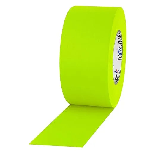 3" Width ProTapes Pro Gaff Premium Matte Cloth Gaffer's Tape With Rubber Adhesive, 50 yds Length x, Fluorescent Yellow (Pack of 1)
