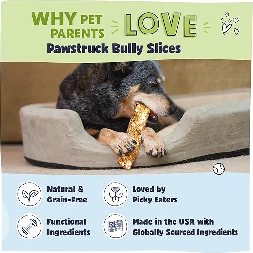 Pawstruck Bully Slices Premium Rawhide Chew Sticks, Peanut Butter Flavor - Low Fat High Protein Long-Lasting Treat for Dogs - No Artificial Ingredients - 1 lb. Bag - Packaging May Vary