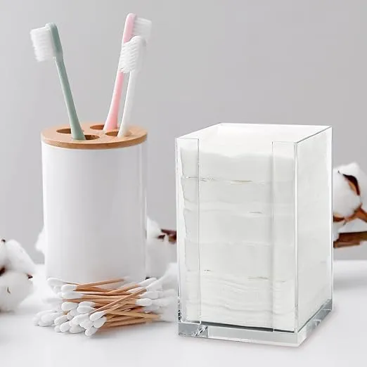 ForPro Square Pad Dispenser - Clear, Acrylic, Open Sides and Top Dispenser - Fits 4” x 4” Cotton Pads - 7” H x 4.25” W x 4.25” L