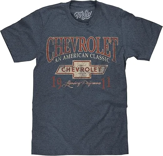 Tee Luv Men's Chevrolet an American Classic T-Shirt - Chevy 1911 Car Logo Shirt