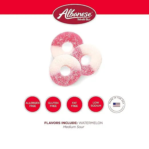 Albanese World's Best Gummi Watermelon Rings, 4.5lbs of Candy