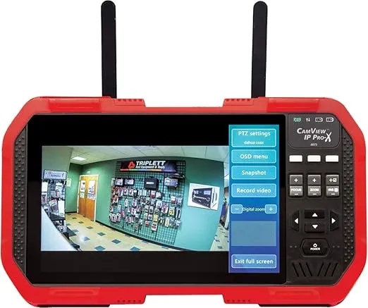Triplett 8075 CamView IP Pro-X CCTV Camera Tester with PoE, Built-in DHCP Server, and 7" TFT Touchscreen - NTSC/PAL, HD-CVI 3.0, AHD 3.0, HD-TVI 3.0