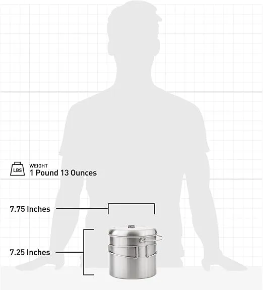 Solo Stove Pot 4000 Stainless Steel Camping Pot for Outdoor Campfire Great Cookware Equipment for Backpacking Kitchen Bushcraft Survival Gear and Cooking