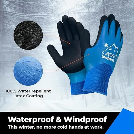 Waterproof Winter Work Gloves for Men and Women, Freezer Gloves for Work Below Zero, Thermal Insulated Fishing Gloves, Super Grip, Blue, Small