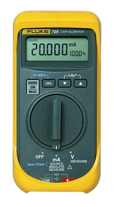 Fluke 705 Loop Calibrator, 28V Voltage, 24mA Current, 0.025 percent Accuracy