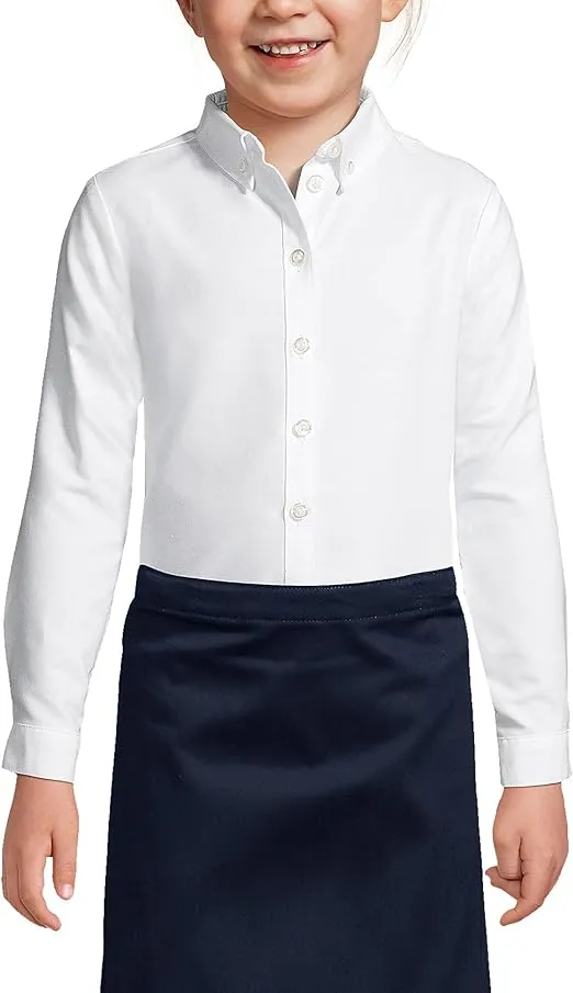 Lands' End School Uniform Girls Long Sleeve Oxford Dress Shirt