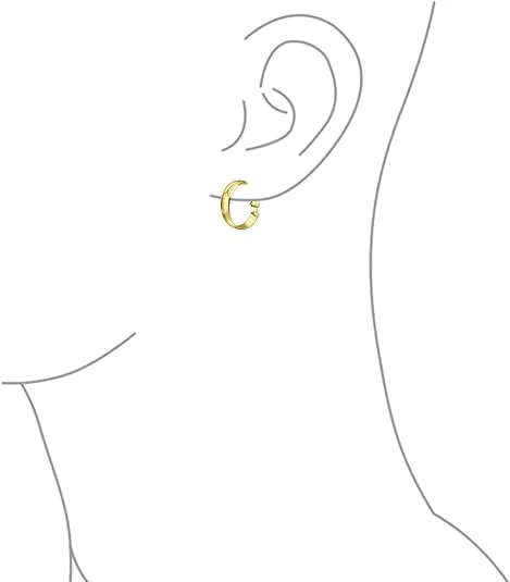 Wide Large Medium Hammered or Simple Tube Hoop Clip On Earrings For Women Teen 14K Yellow Rose Gold Plated .925 Sterling Silver Hinge .75-1 Inch Diameter