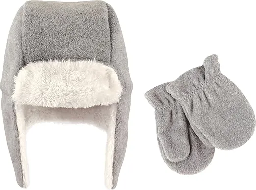 Hudson Baby Unisex Baby Fleece Trapper Hat and Mitten Set