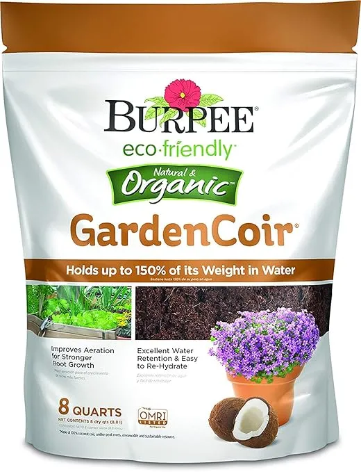 Burpee Natural & Organic Coconut Coir, 8 Quart, (1 Pack)