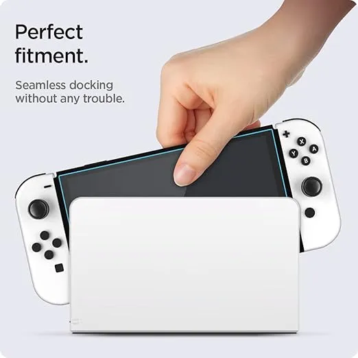 Spigen Tempered Glass Screen Protector [GlasTR EZ FIT] designed for Nintendo Switch (OLED model) - 2 Pack