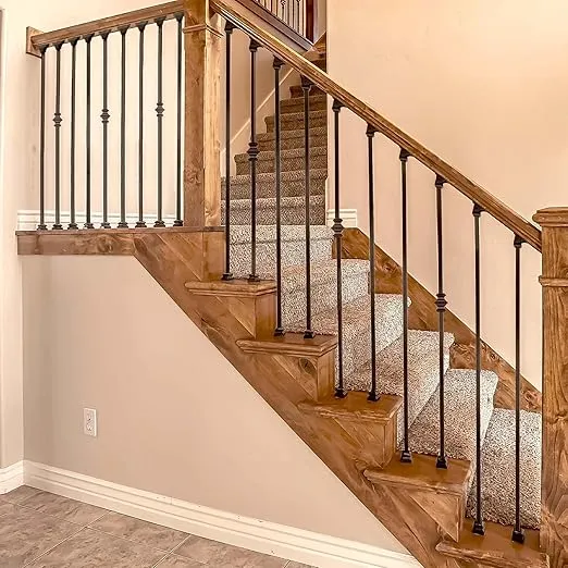 Nuvo Iron 1/2" Square Hollow Black Steel Interior Stair Baluster - 44" Long - Classic (Pack of 12)