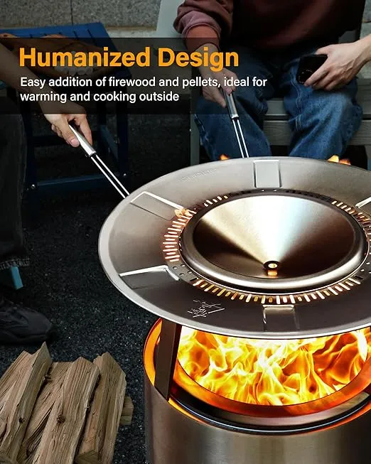 YEFU Fire Pit Heat Deflector for Solo Stove Bonfire 19.5", Portable 304 Stainless Steel Heat Diffuser Accessory for Firepit Captures and Redirects Warmth, Detachable Burner Cover Accessories