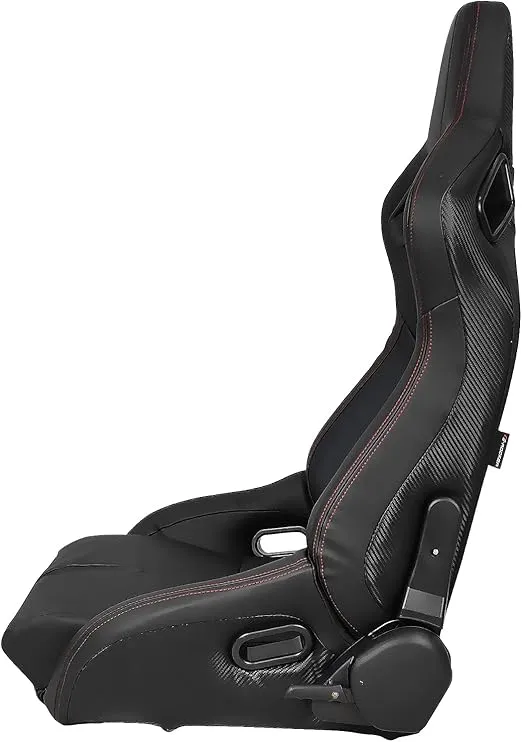 IKON MOTORSPORTS, Universal Bucket Racing Seat Left Driver Side with Dual Slider, Black PU Leather Reclinable