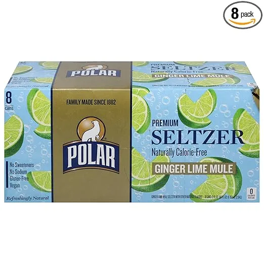 Polar Seltzer, Ginger Lime Mule, 12 Fl Oz, 8 Pack