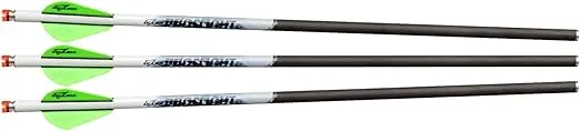 Excalibur ProFlight Illuminated Archery Hunting Durable Accurate Versatile 2" Blazer Vane Crossbow Carbon Arrows with Beacon Nocks - 3 Pack