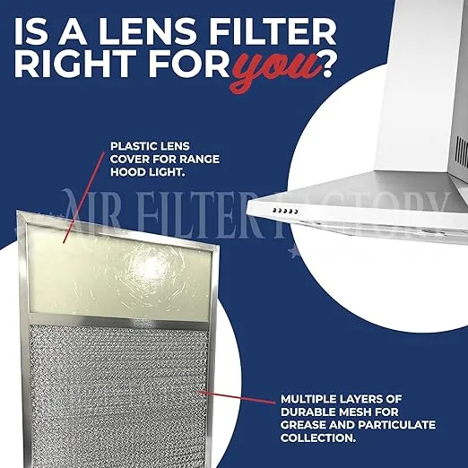 Air Filter Factory 10 x 12.5 x 0.37 Inches Lens Range Hood Filter Aluminum Mesh Grease Vent Hood Lens Filter 2-Pack