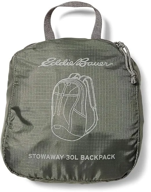 Eddie Bauer Stowaway Packable Backpack-Made from Ripstop Polyester, Onyx, 30L