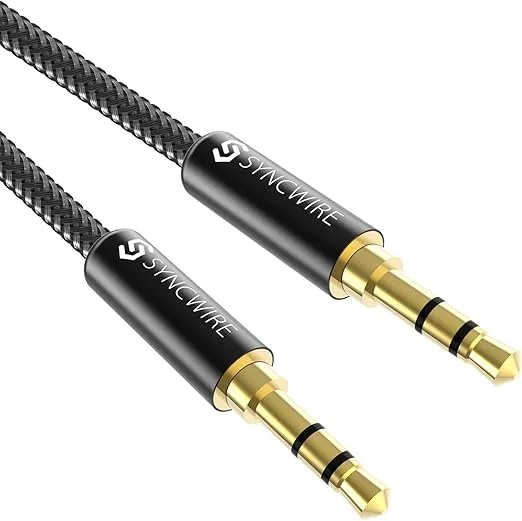 Syncwire 3.5mm Aux Cable Auxiliary Audio Cable Male to Male Nylon Braided Headphone Cord (1.6ft/0.5m) Hi-Fi Sound Aux Cord for Car, Headphone, Home Stereos, Speaker, iPhones, iPods, iPad, Echo& More