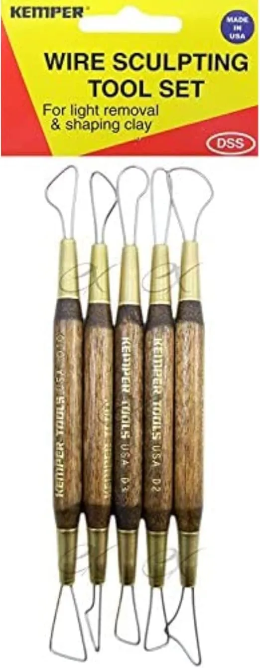 Kemper Wire Sculpting Tool Set DSS For Light Removal & Shaping Clay, Dough, Pottery 5 PC 6-1/2'' TOOLS