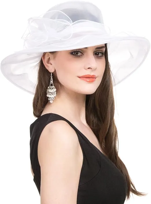 SAFERIN Women's Organza Church Fascinator Bridal Tea Party Wedding Hat