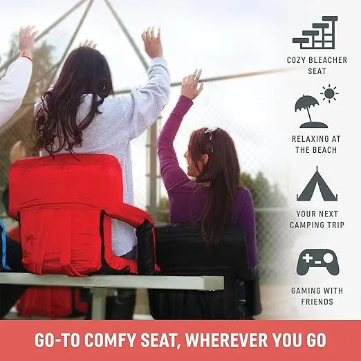 Picnic TIME Ventura Reclining Stadium Seat with Back Support, Padded Bleacher Seat with Backpack Straps, Gaming Chair, Floor Meditation Chair