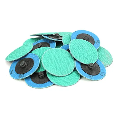 BHA Green Zirconia with Grind Aid Quick Change Sanding Discs Type R Male Roll On, 2" (80 Grit) - 25 Pack