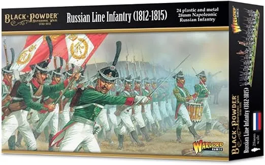 Russian Line Infantry 1812-1815 - 28mm Scale Plastic Miniatures for Black Powder by Warlord Games - Highly Detailed Napoleonic Era for Table-top Wargaming