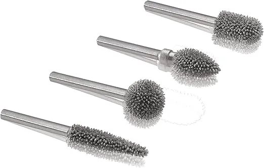 Kutzall 4-Piece Rotary Burr Kit - 1⁄8" Shaft, Coarse - Woodworking Attachment for Dremel, Foredom, Ryobi, DeWalt, Milwaukee Tools - Structured Tungsten Carbide