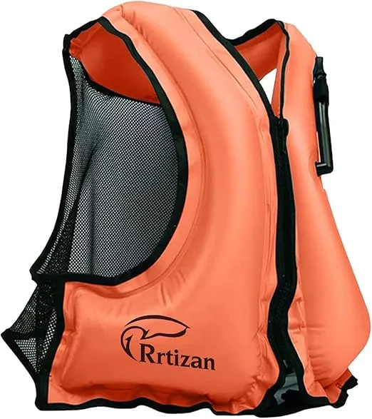 Rrtizan Swim Vest for Adults, Buoyancy Aid Swim Jackets - Portable Inflatable Snorkel Vest for Swimming, Snorkeling, Kayaking, Paddle Boating and Other Low Impact Water Sports Safety