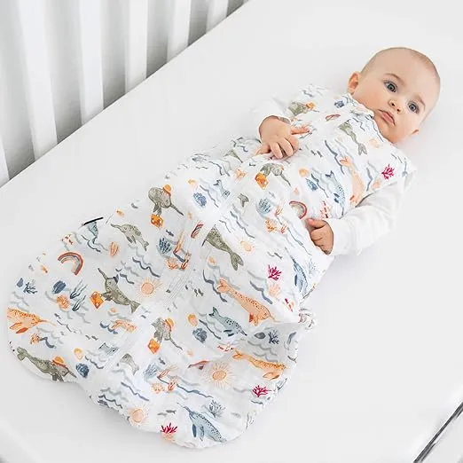 Bebe au Lait Classic Muslin Bedtime Sleeper, 6-12 Months - Narwhal