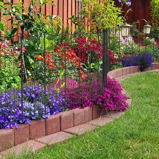 OUSHENG Decorative Garden Fence Fencing 10 Pack, 37.5in (H) x 10ft (L) Rustproof Metal Wire Panel Border Animal Barrier for Dog, Flower Edging for Yard Landscape Patio Outdoor Decor, Arc