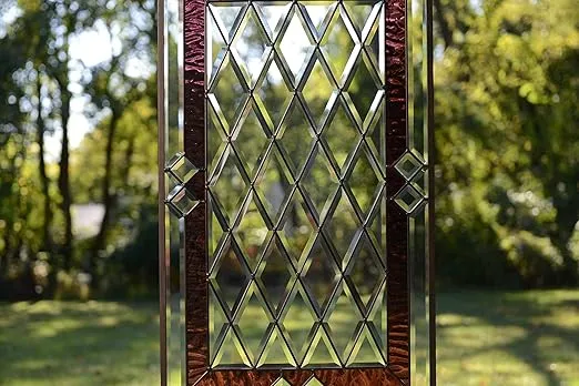 20" x 34" Stunning Handcrafted Hanging Stained Glass Clear Beveled Window Panel
