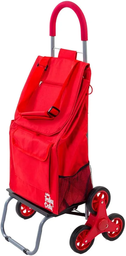 Trolley Dolly Stair Climber, Red Grocery Foldable Cart Condo Apartment