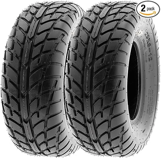 SunF 25x10-12 ATV UTV Tire 25x10x12 Hardpack Race Sport 6 PR A021 - PAIR of 2