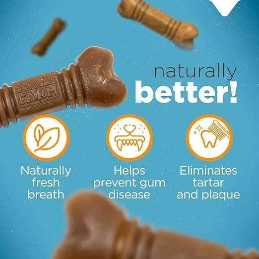Natural Farm All-Natural Dog Dental Chew, Dog Teeth Cleaning Treats - Fresh Breath, Fight Plaque & Tartar - Canine Mess-Free Oral Care, Teeth Cleaning Chews for Dogs 15-25 Lbs (40 Counts)