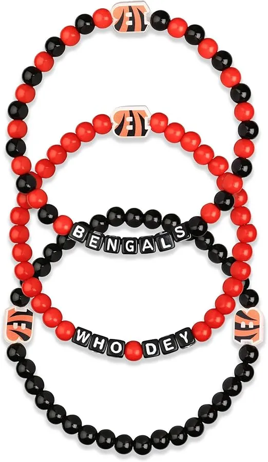 FOCO Cincinnati Bengals NFL (Pack of 3) Beaded Friendship Bracelet