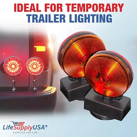 LifeSupplyUSA 12v Magnetic Trailer Tow Light Kit for Auto, Boat, RV, Trailer