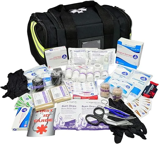 Lightning X Value Compact Medic First Responder EMS/EMT Stocked Trauma Bag w/Basic Fill Kit A - Black