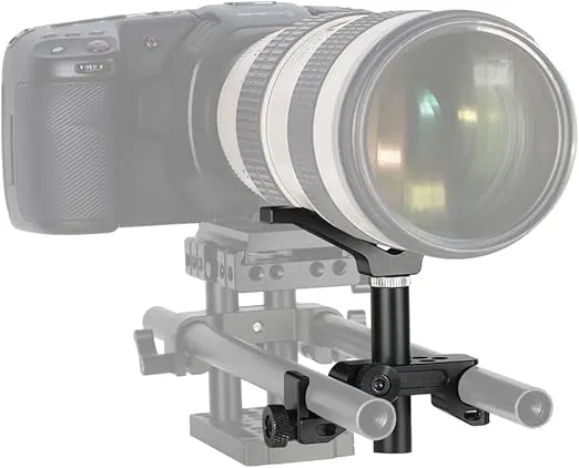 NICEYRIG 15mm LWS Rod Lens Support Y-Bracket, 64mm Vertical Adjustment Applicable for Heavy Long Lens Diameter 50mm to 140mm - 475