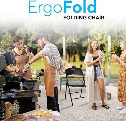 Oline Folding Chair, Indoor Outdoor Plastic Commercial Stackable Foldable Guest Chairs for Events Office Wedding Party Picnic Kitchen Dining, 350lb Capacity (Black, 2 Pack)